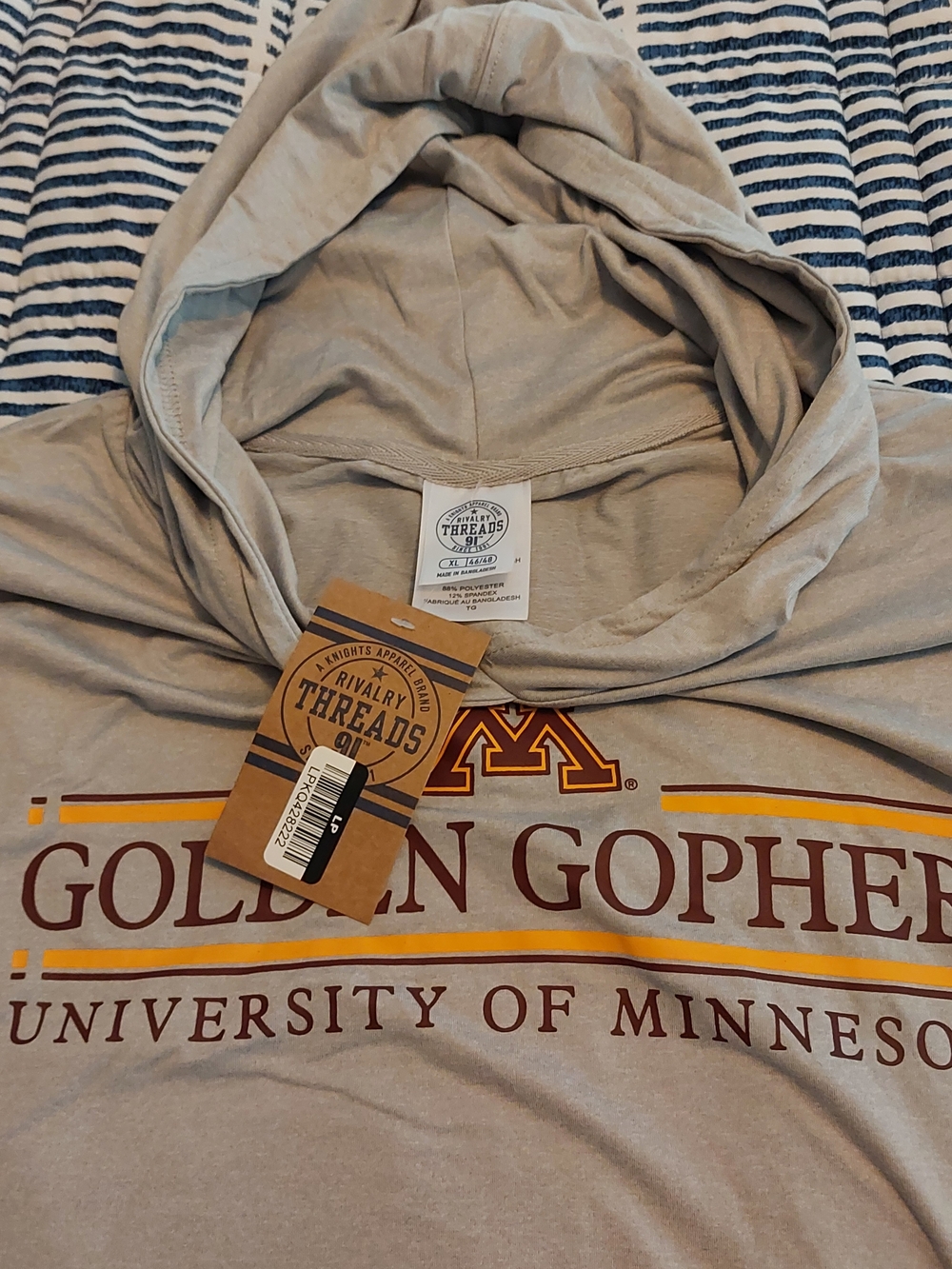 Rivalry Threads Light Gray Hoodie with Maroon & Gold Logo